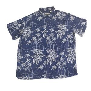 Men’s Batick‎ Bay 100% Rayon Short Sleeve Beach Shirt Blue Button Up 2XL